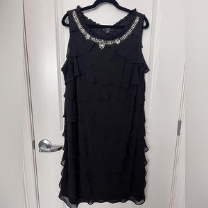 Dress barn flutter tiered dress with jeweled neckline. Size 22